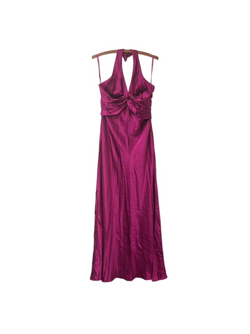 Coast Womens Deep Fuchsia Silk Satin Draped Halter Formal Gown Dress Size 12